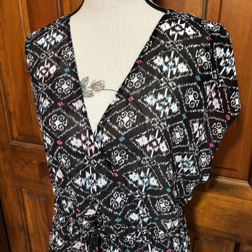 Torrid Ikat Chiffon Multicolored Geometric Print Sheer Dress Women's Size 3 3X - Picture 3 of 9